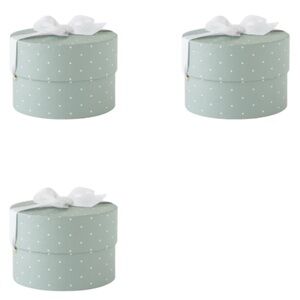 Sugar Paper Small Round Gift Box in Green with White Dots Bundle of 3